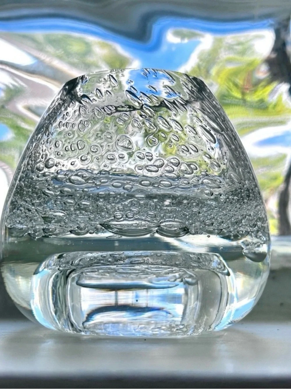 Vtg Royal Limited Crystal Hand Blown Bullicante Glass Votive Holder Bud Vase